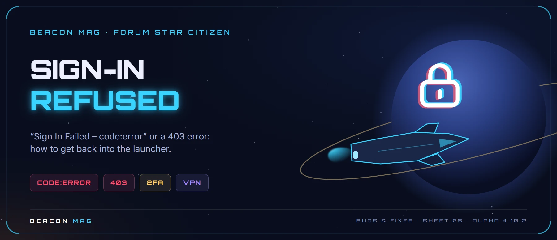 Beacon Mag banner: Launcher: can’t sign in (code:error, 403)