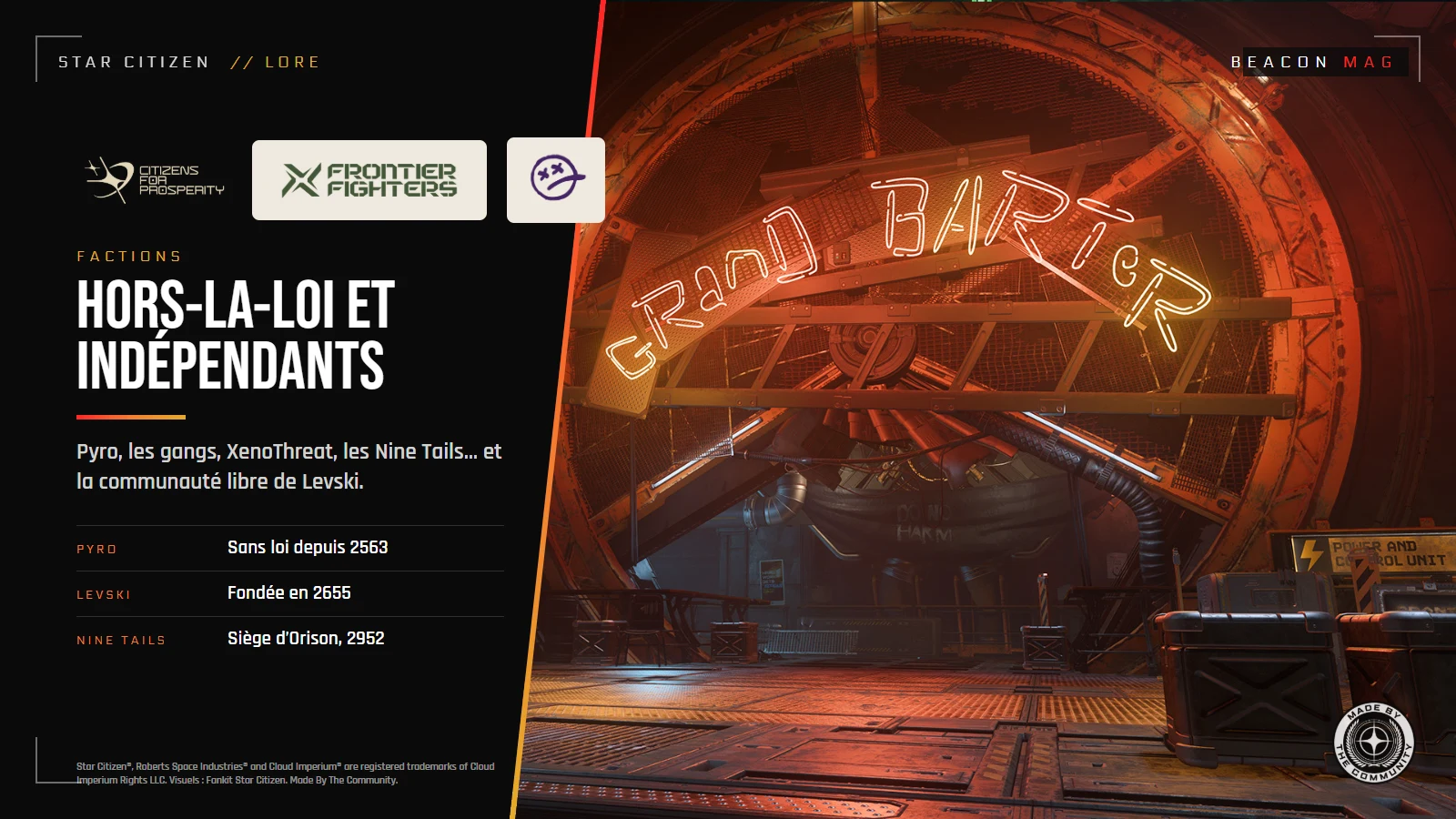 Lore Star Citizen : hors-la-loi et indépendants (Nine Tails, XenoThreat, Pyro, Levski)