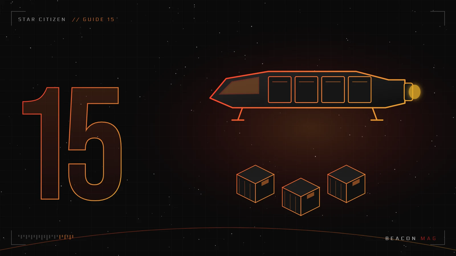 Illustration : un vaisseau cargo et des caisses de marchandises