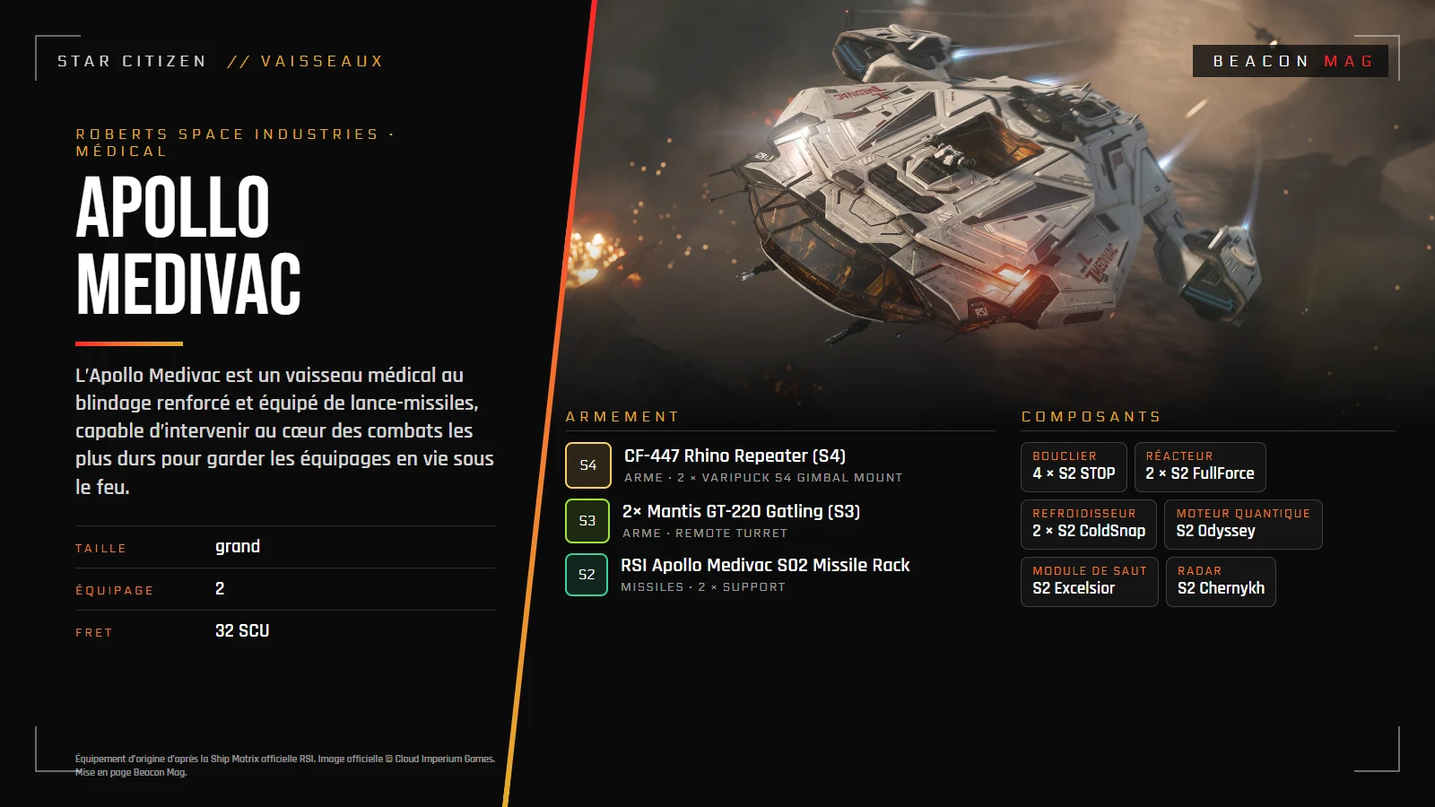 Équipement d’origine : RSI Apollo Medivac
