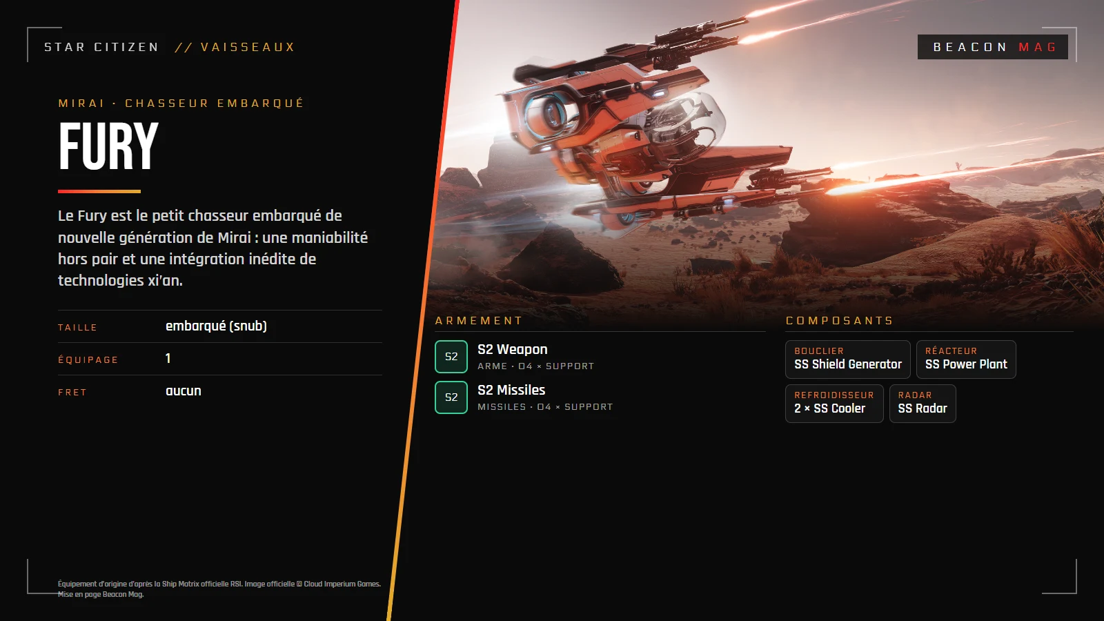 Équipement d’origine : Mirai Fury