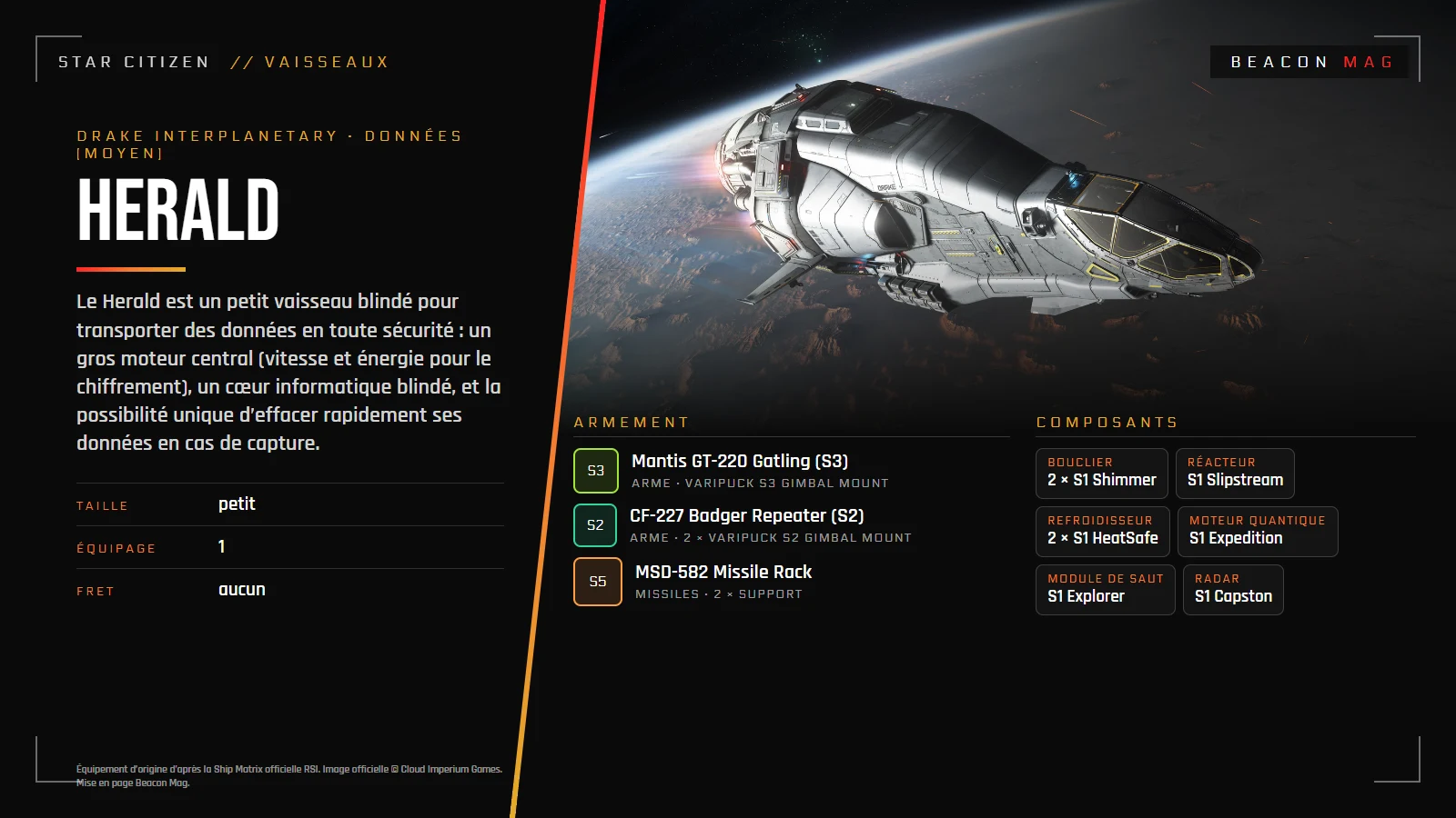 Équipement d’origine : Drake Herald